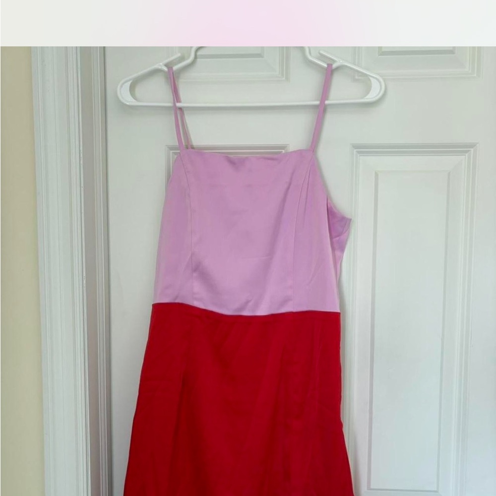 entro Lavender and Red Colorblock Dress with Spaghetti Straps